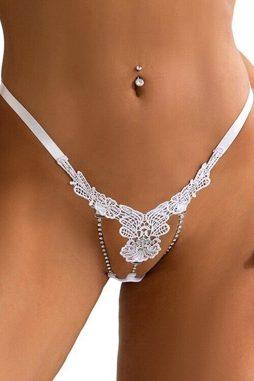 Crochet Rhinestone Crotchless Panty 3wishes.com